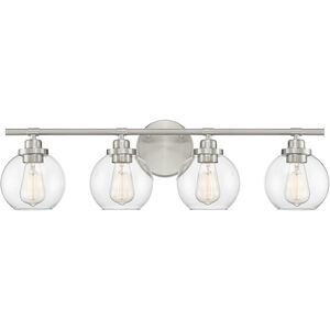 Carson 4 Light 30 inch Satin Nickel Bathroom Vanity Light Wall Light, Essentials