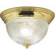 Clear Ribbed Glass 2 Light 11 inch Polished Brass Close-to-Ceiling Ceiling Light