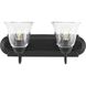 Clear Glass 2 Light 18 inch Matte Black Vanity Light Wall Light