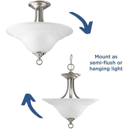 Trinity 2 Light 16 inch Brushed Nickel Semi-Flush Mount Ceiling Light