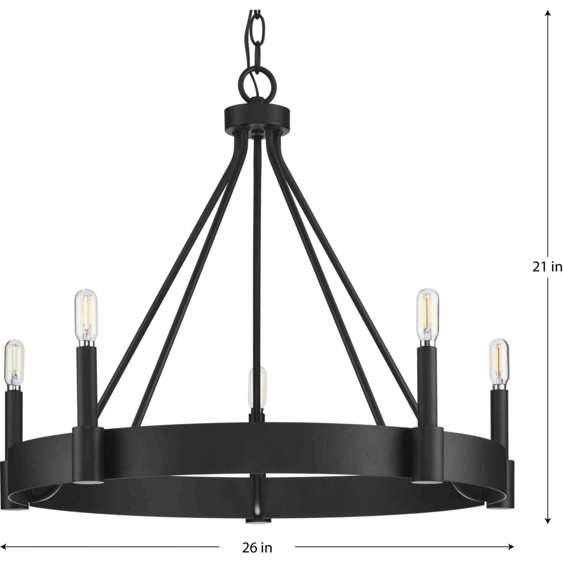 Breckenridge 5 Light 26 inch Matte Black Chandelier Ceiling Light, Design Series