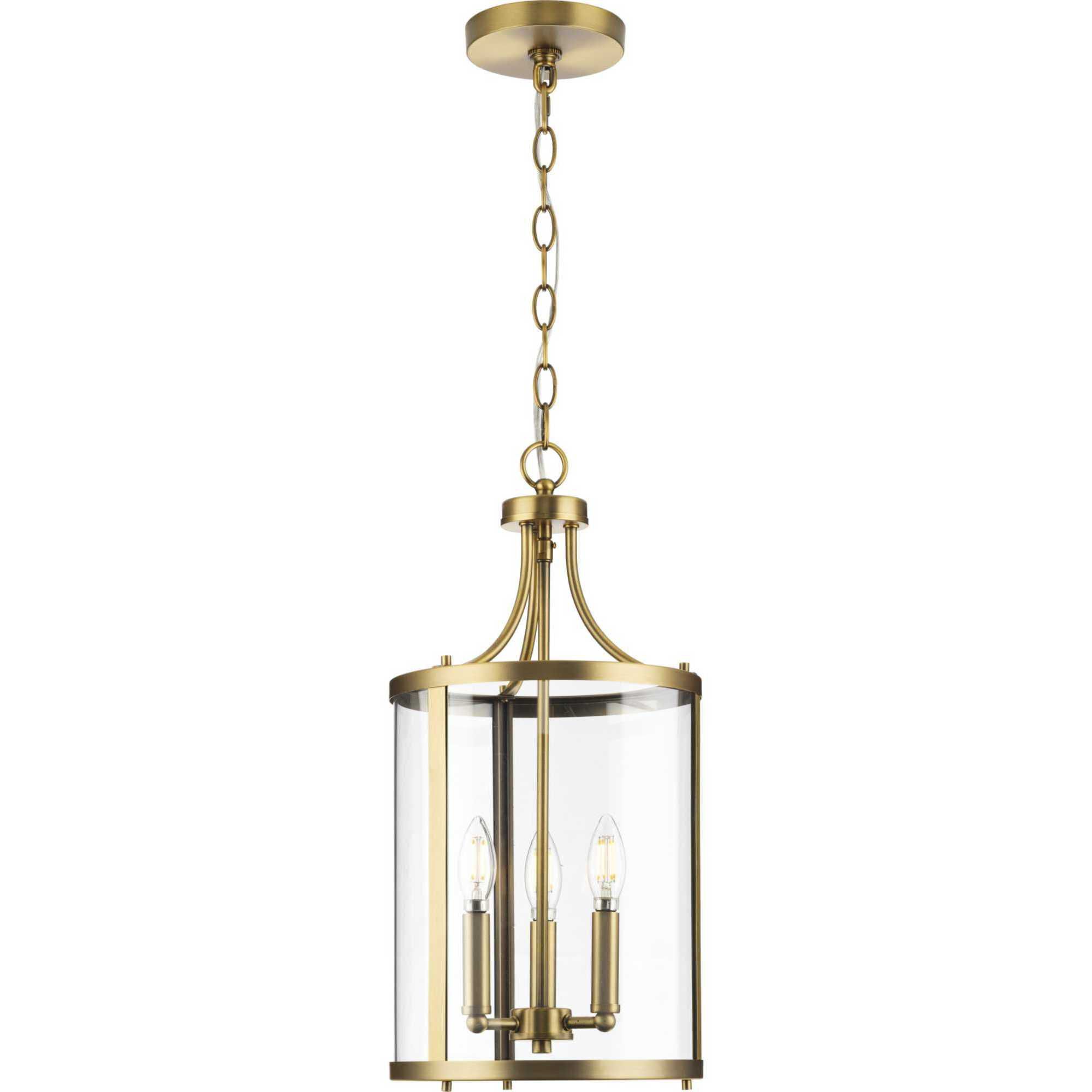 Gilliam 3 Light 10 inch Vintage Brass Foyer Light Ceiling Light