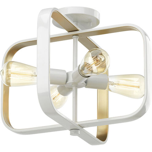 Centre 4 Light 16 inch White Semi-Flush Convertible Ceiling Light