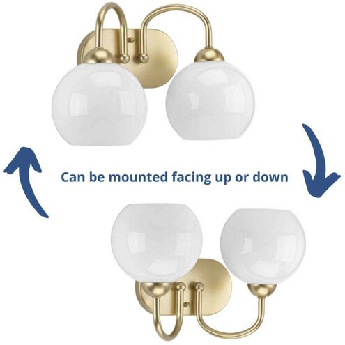 Carisa 2 Light 15 inch Vintage Gold Bath Vanity Wall Light