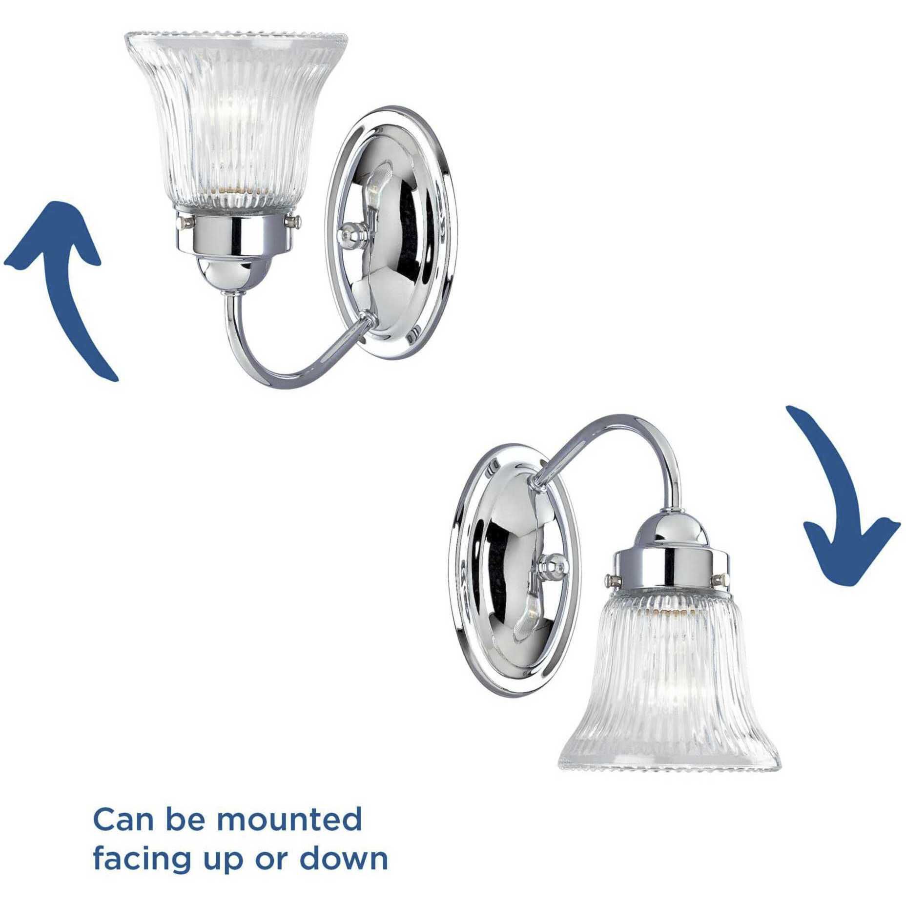 Economy Fluted Glass 1 Light 4.88 inch Polished Chrome Bath Vanity Wall Light in Clear Prismatic