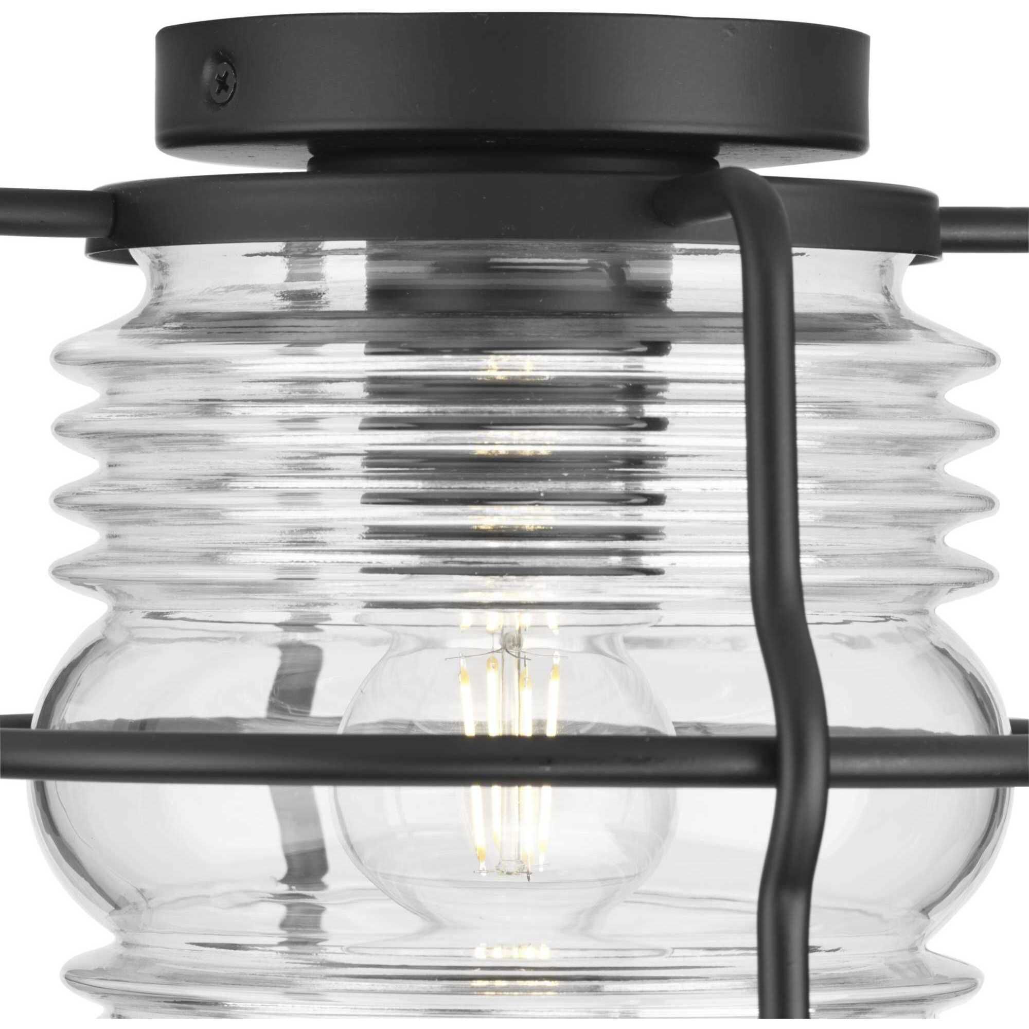 Keegan 1 Light 9.75 inch Matte Black Outdoor Flush Mount