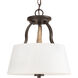 Club 3 Light 14 inch Antique Bronze Convertible Semi-Flush Ceiling Light