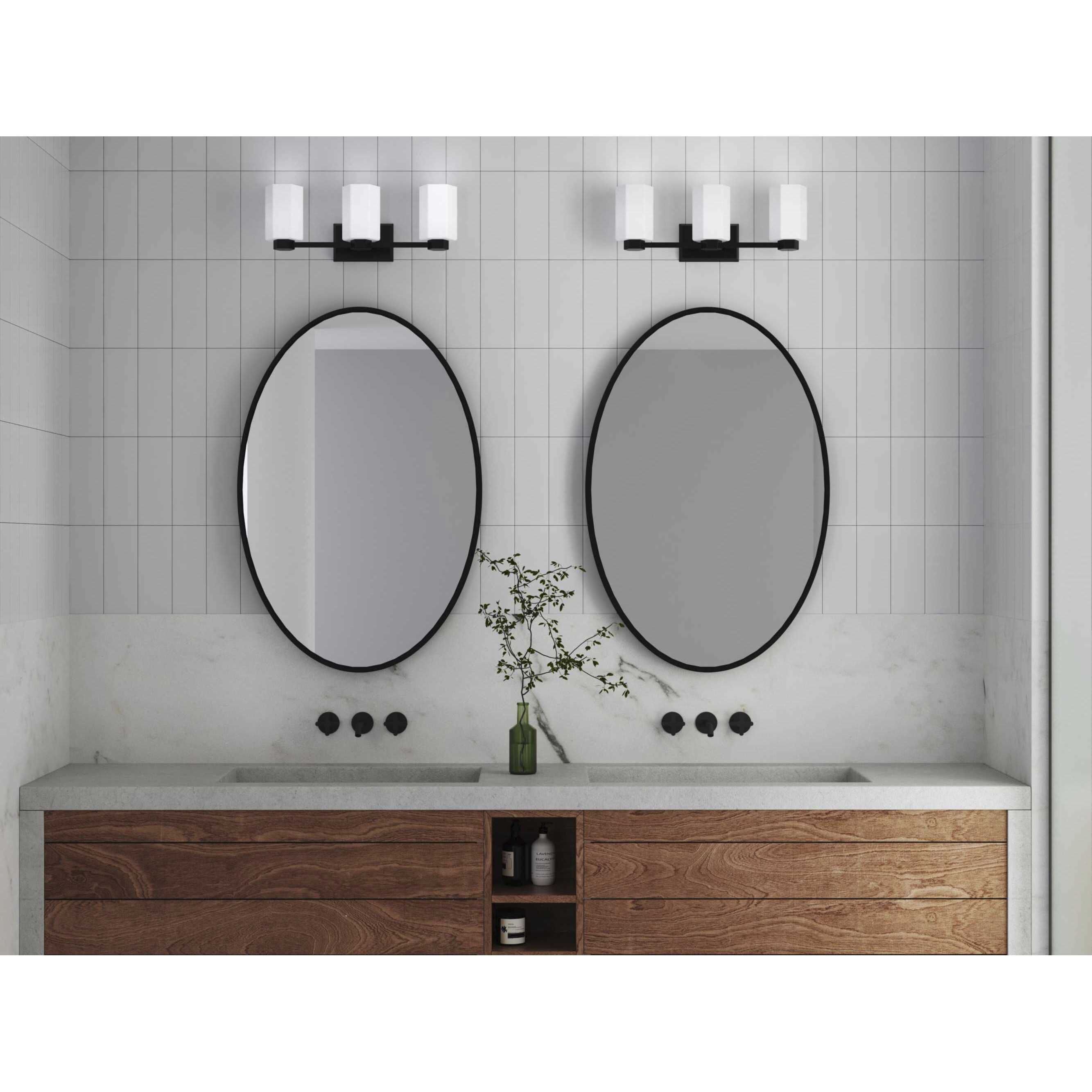 Estrada 3 Light 22.37 inch Matte Black Bathroom Vanity Light Wall Light