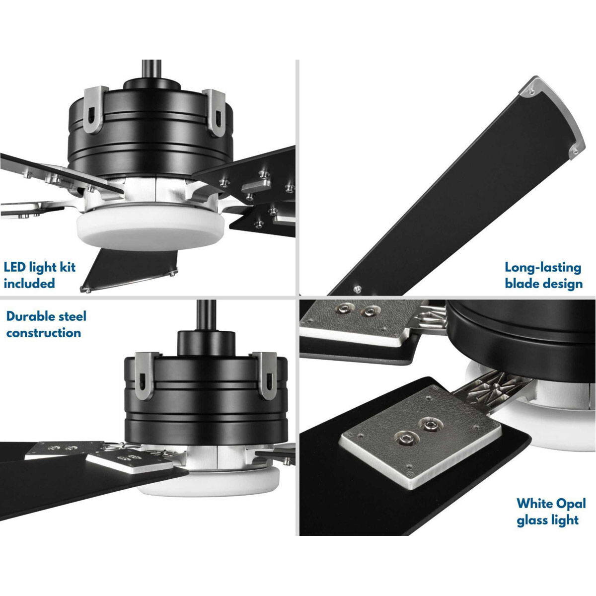 Glenfalls 56 inch Black with Matte Black Blades Ceiling Fan