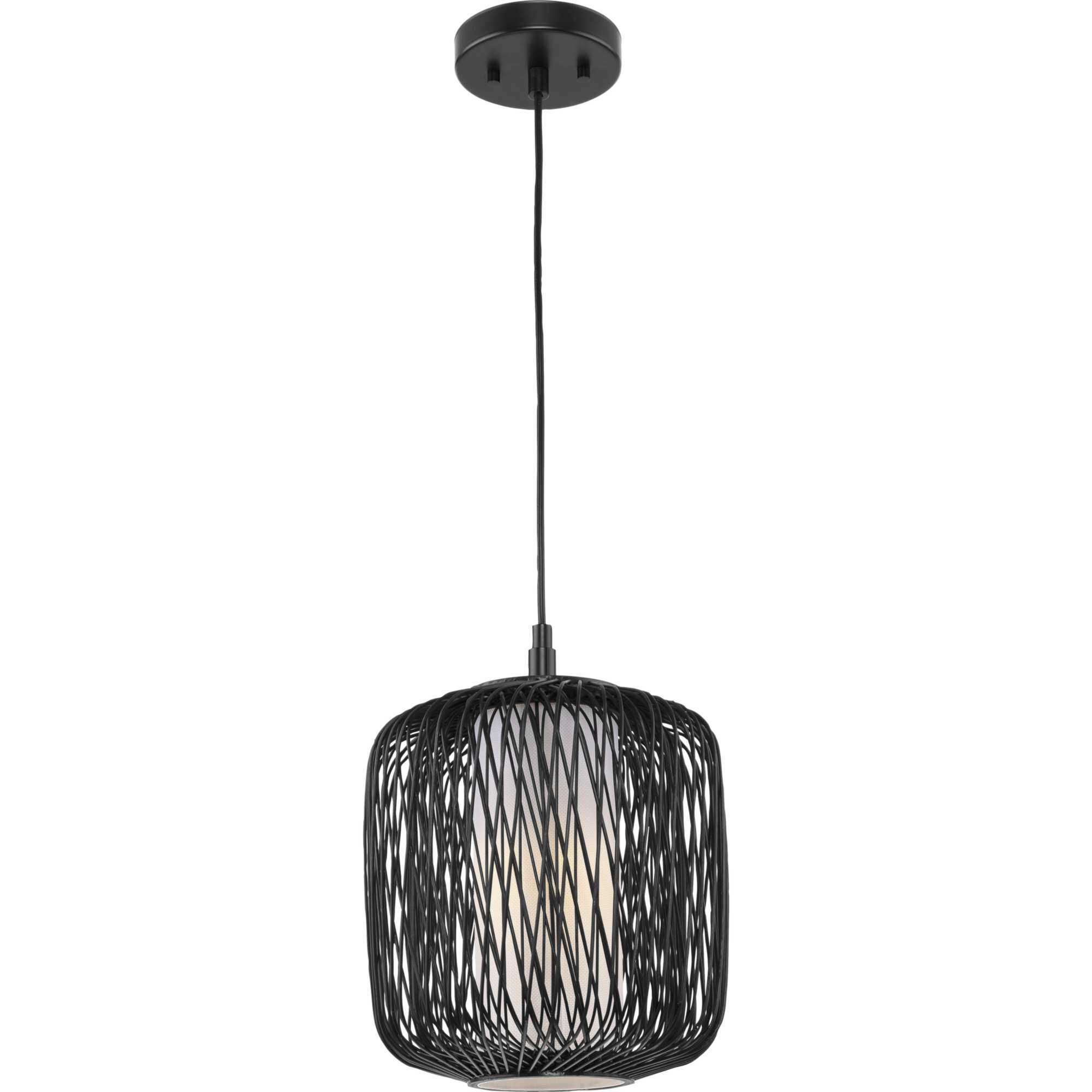 Cordova 1 Light 10 inch Black Rattan Mini Pendant Ceiling Light, Design Series