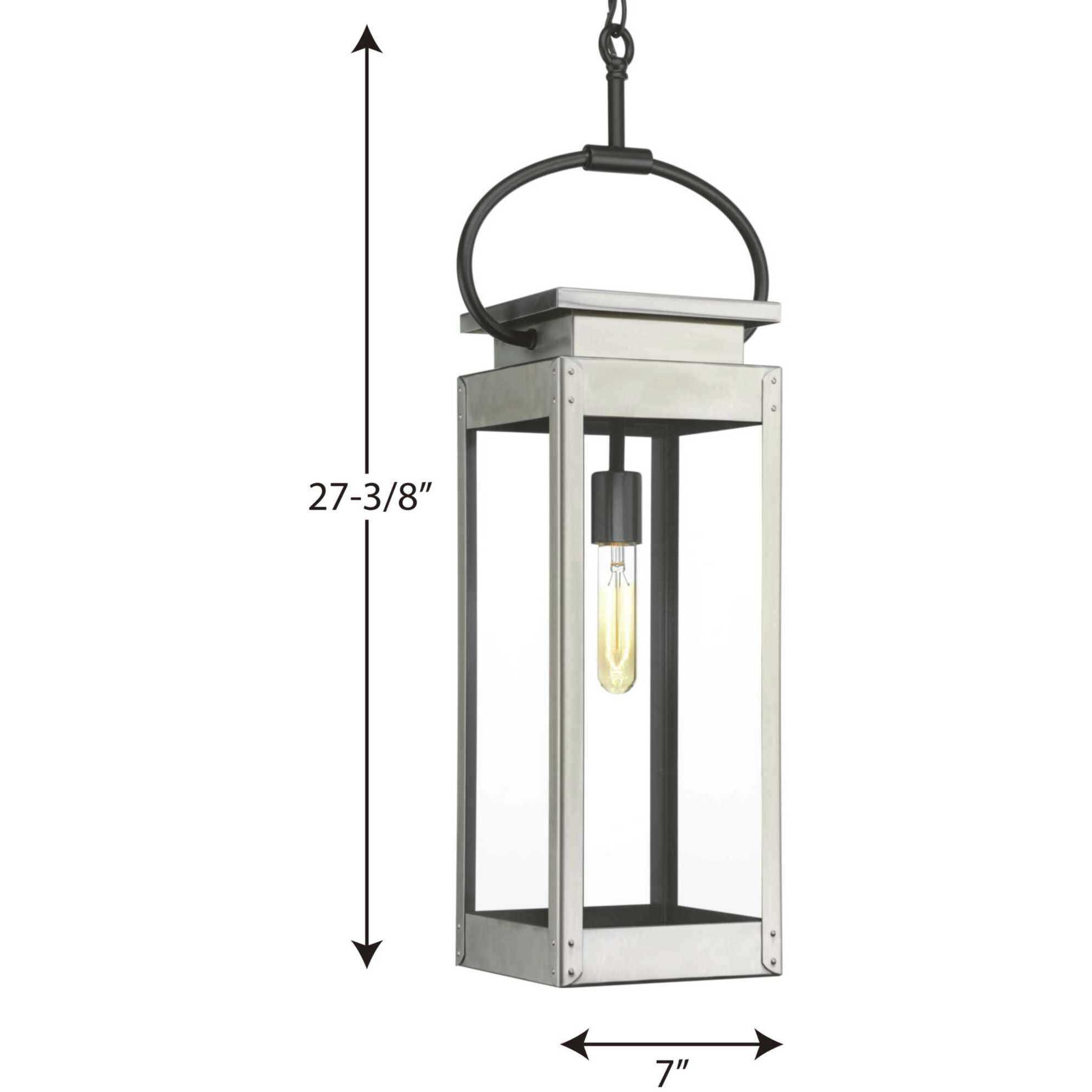 Union Square 1 Light 7 inch Stainless Steel Outdoor Hanging Lantern, Design Series