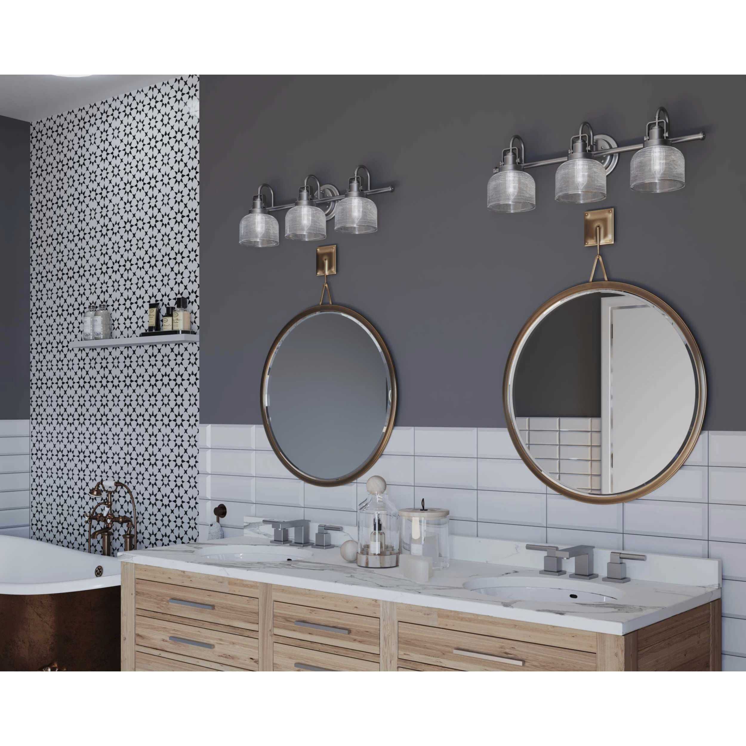 Archie 3 Light 26.25 inch Antique Nickel Bath Vanity Wall Light