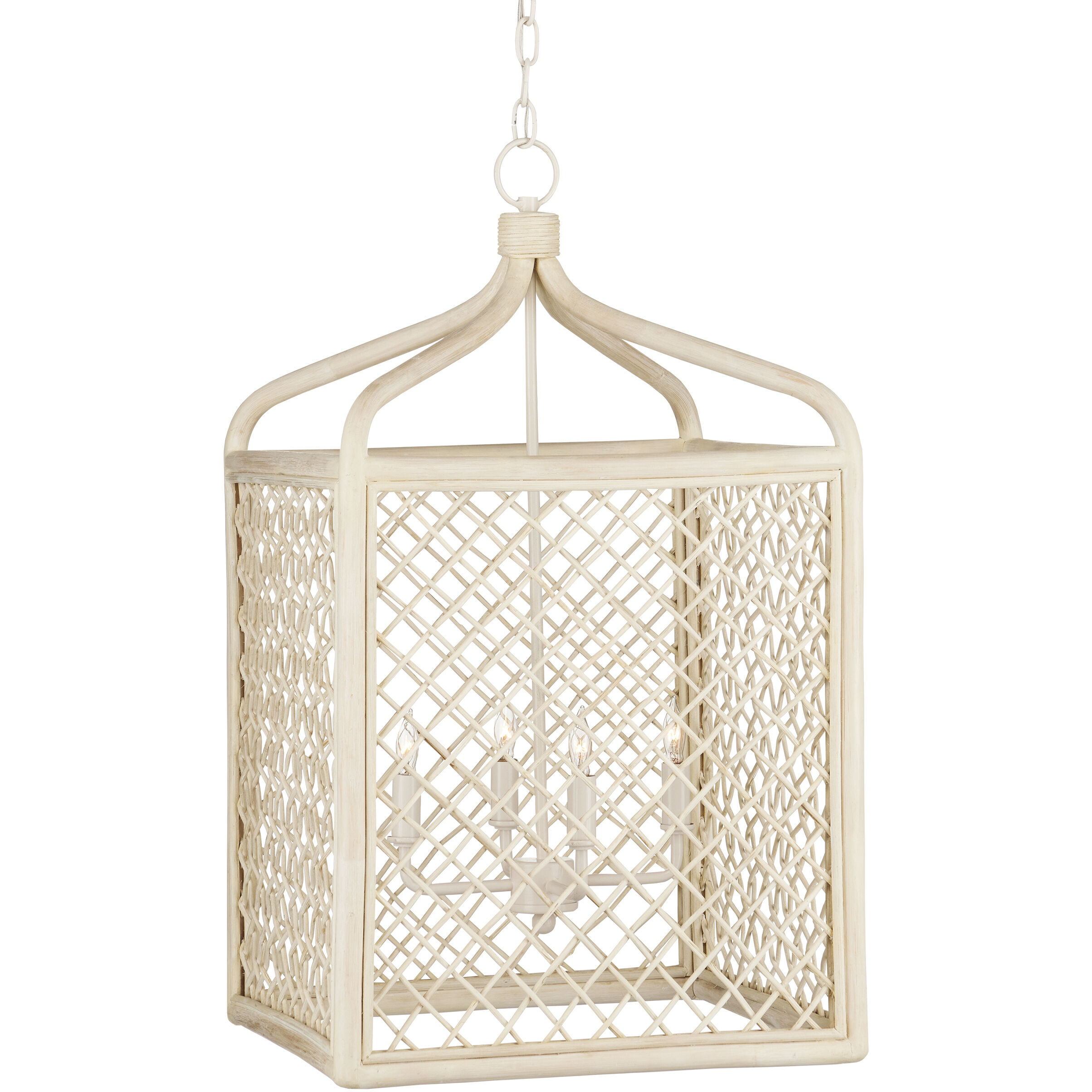 Wanstead 4 Light 16 inch Bleached Natural and Vanilla Lantern Chandelier Ceiling Light
