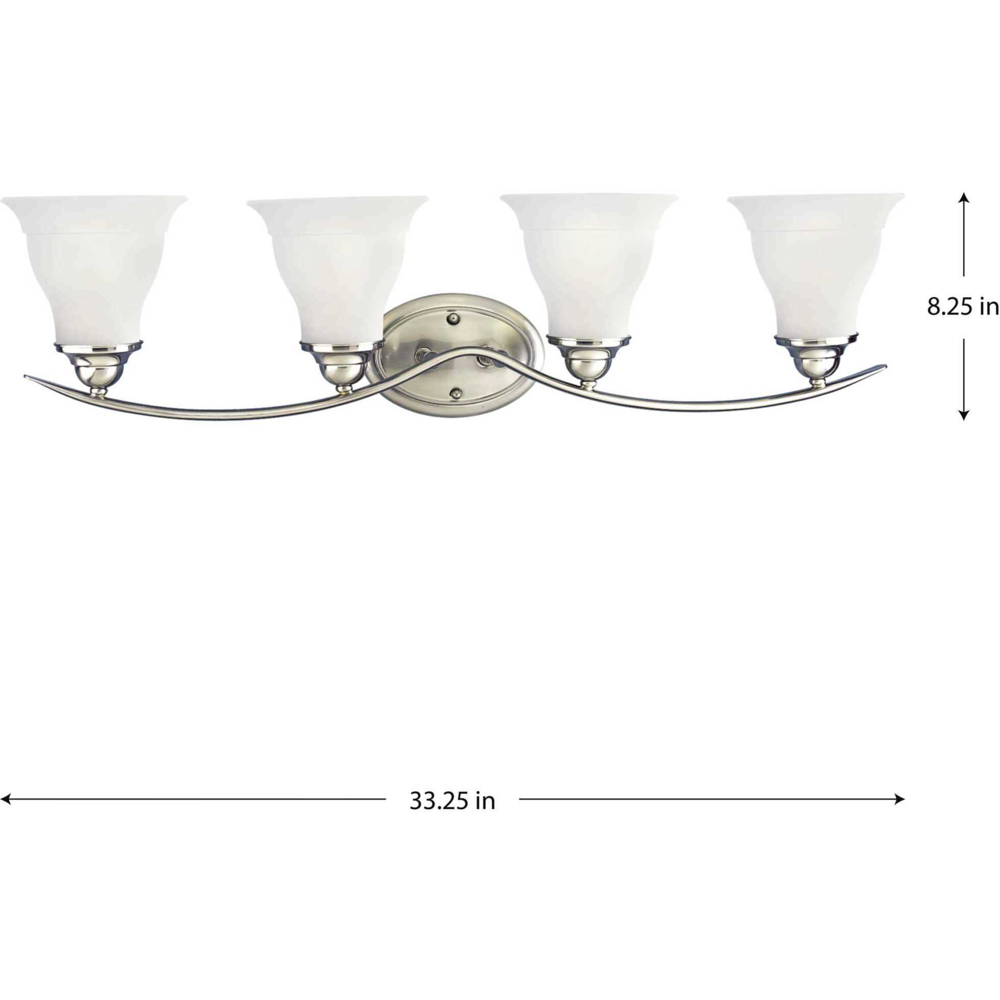 Trinity 4 Light 33.25 inch Brushed Nickel Bath Vanity Wall Light