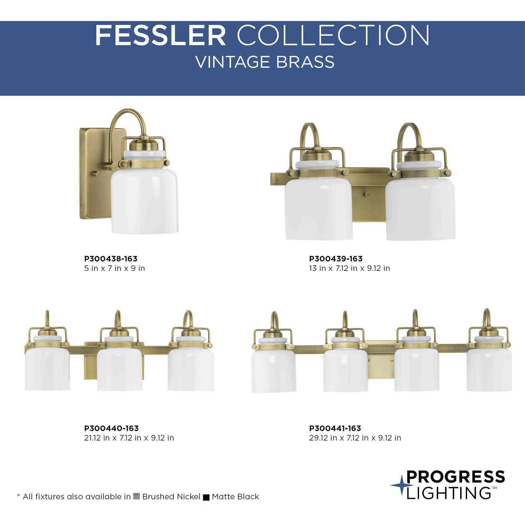 Fessler 3 Light 21.12 inch Vintage Brass Bath Light Wall Light