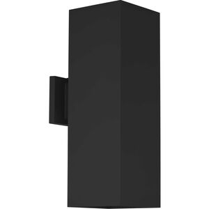 Square 2 Light 18 inch Matte Black Outdoor Wall Lantern in Standard
