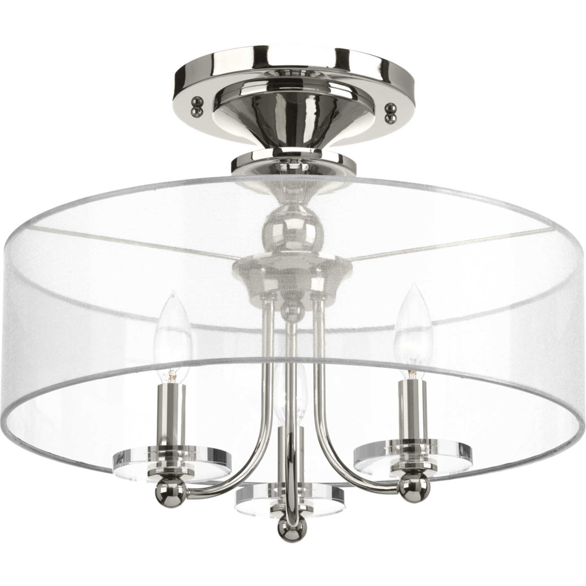 Marche 3 Light 18 inch Polished Nickel Semi-Flush Mount Convertible Ceiling Light, Design Series