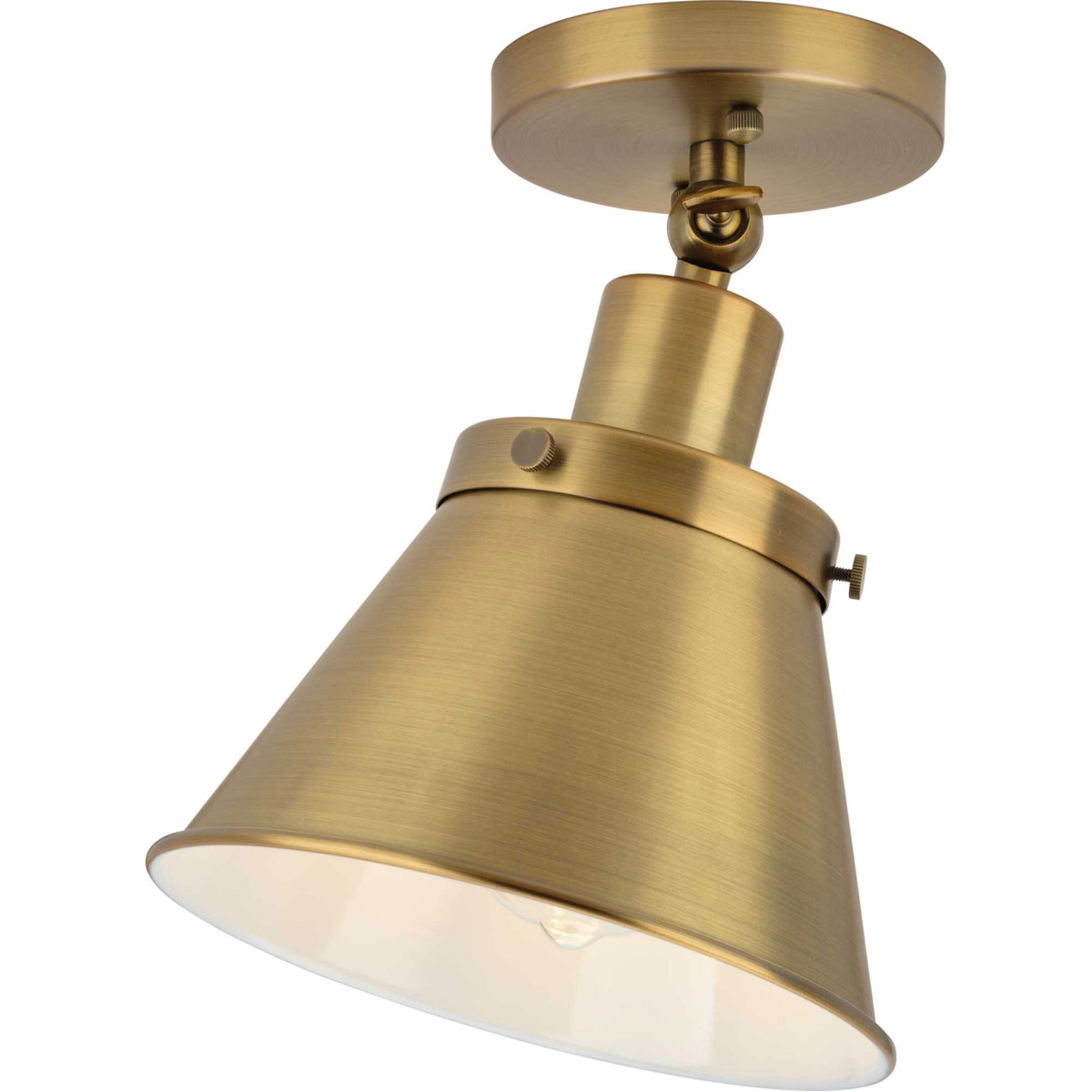 Hinton 1 Light 8 inch Vintage Brass Flush Mount Ceiling Light