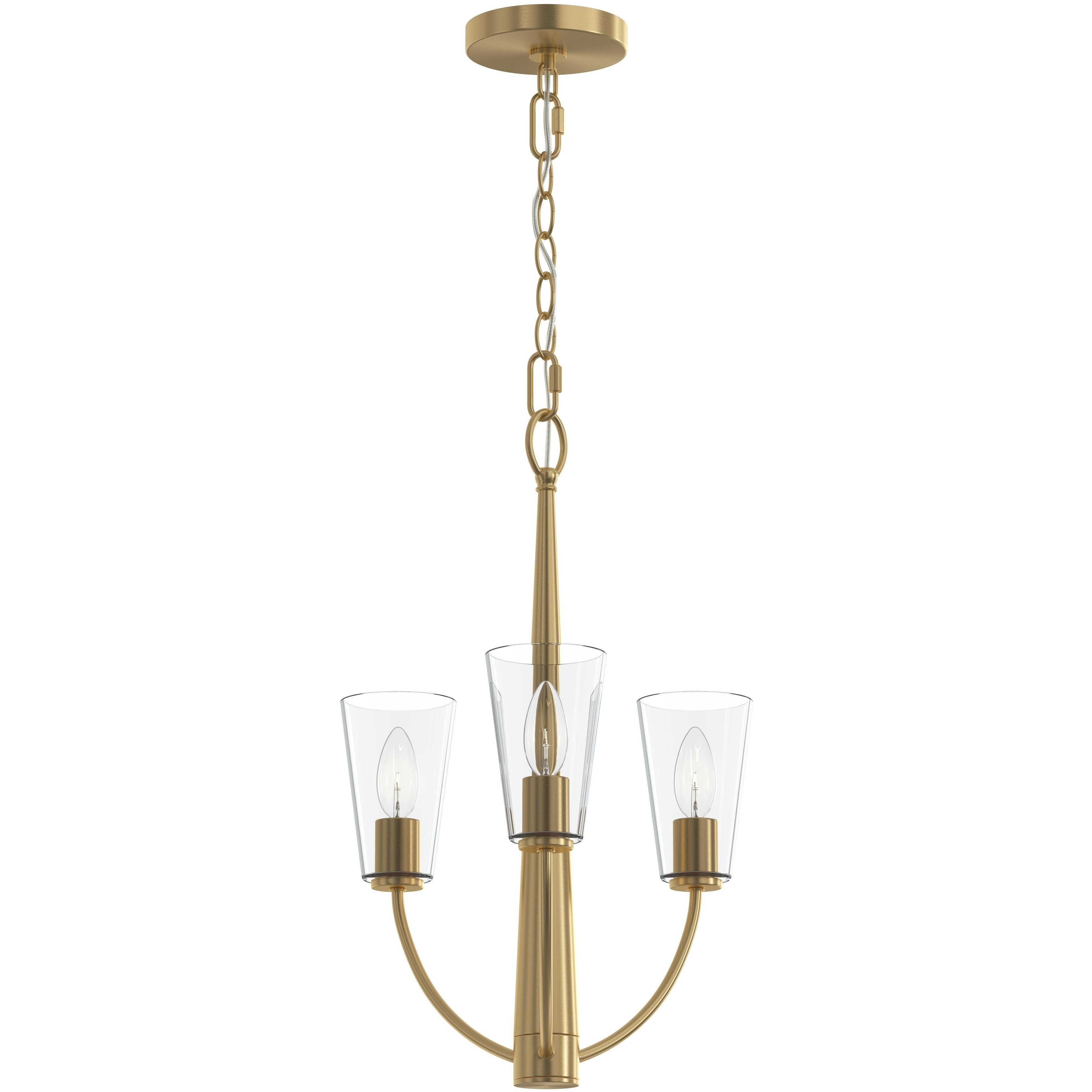 Jheni 3 Light 14 inch Brushed Gold Chandelier Ceiling Light