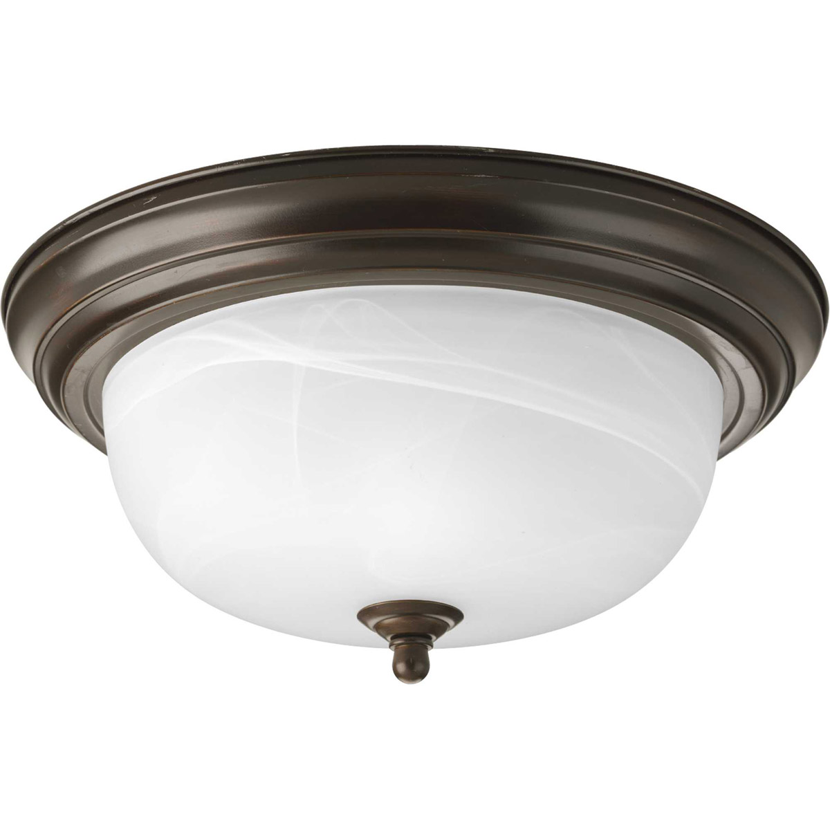 Dome Glass CTC 2 Light 13.25 inch Antique Bronze Flush Mount Ceiling Light in Alabaster Glass