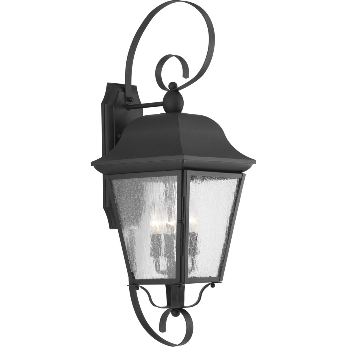 Kiawah 3 Light 27 inch Textured Black Outdoor Wall Lantern, Large, Design Series