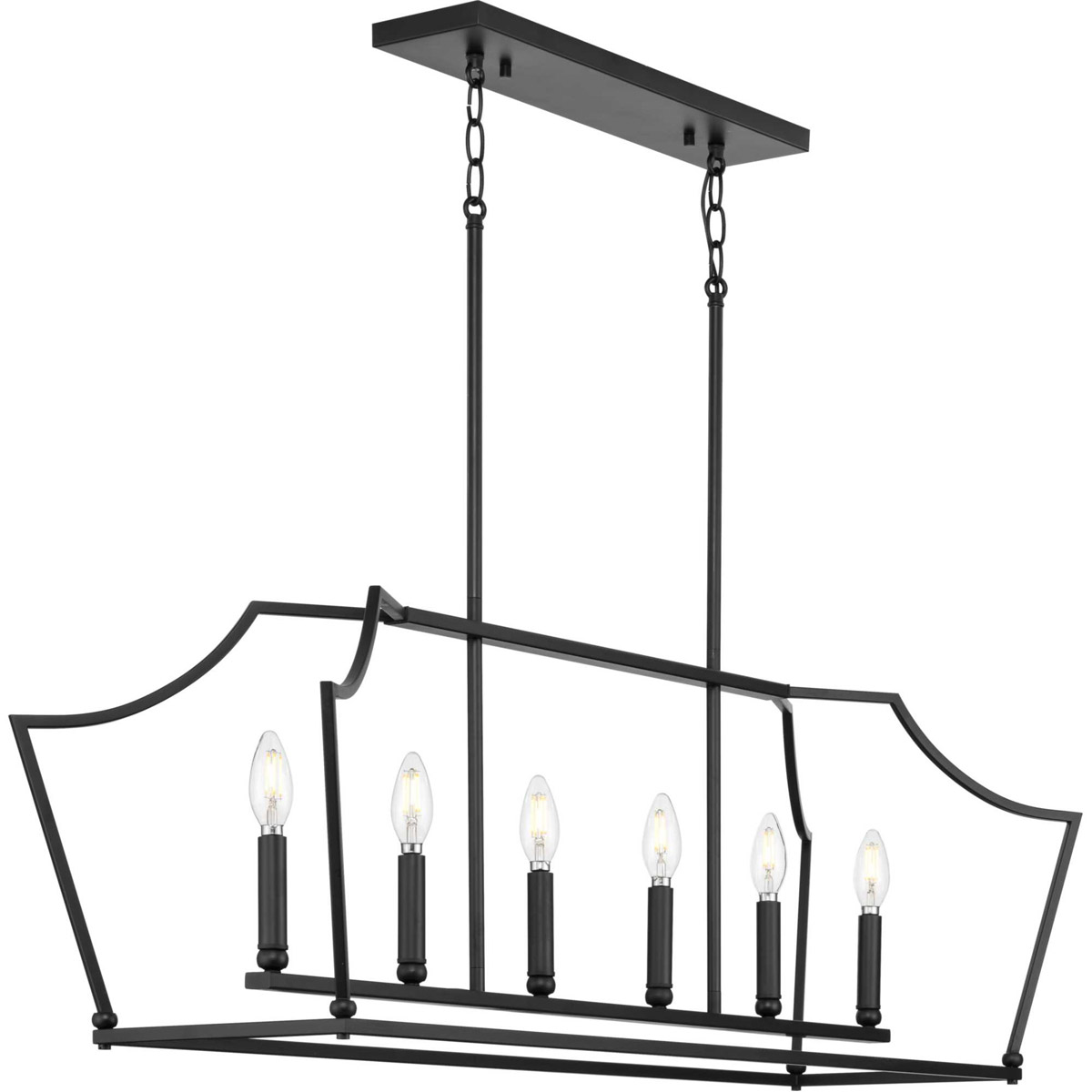 Parkhurst 6 Light 42 inch Matte Black Linear Chandelier Ceiling Light