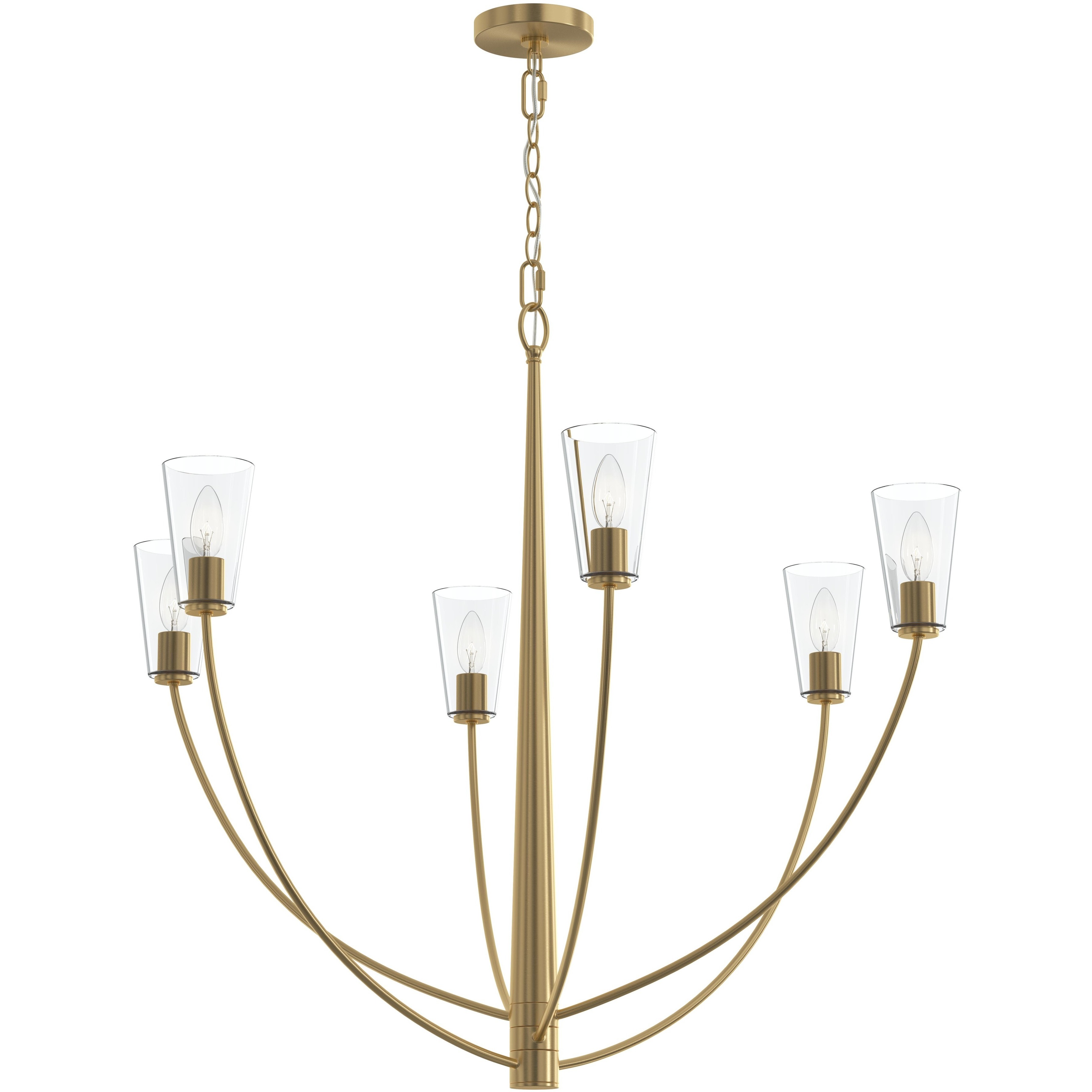 Jheni 6 Light 36 inch Brushed Gold Chandelier Ceiling Light