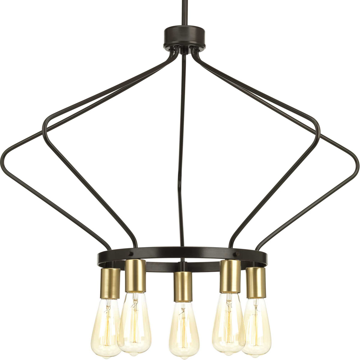 Hangar 5 Light 30 inch Antique Bronze Chandelier Ceiling Light, Design Series