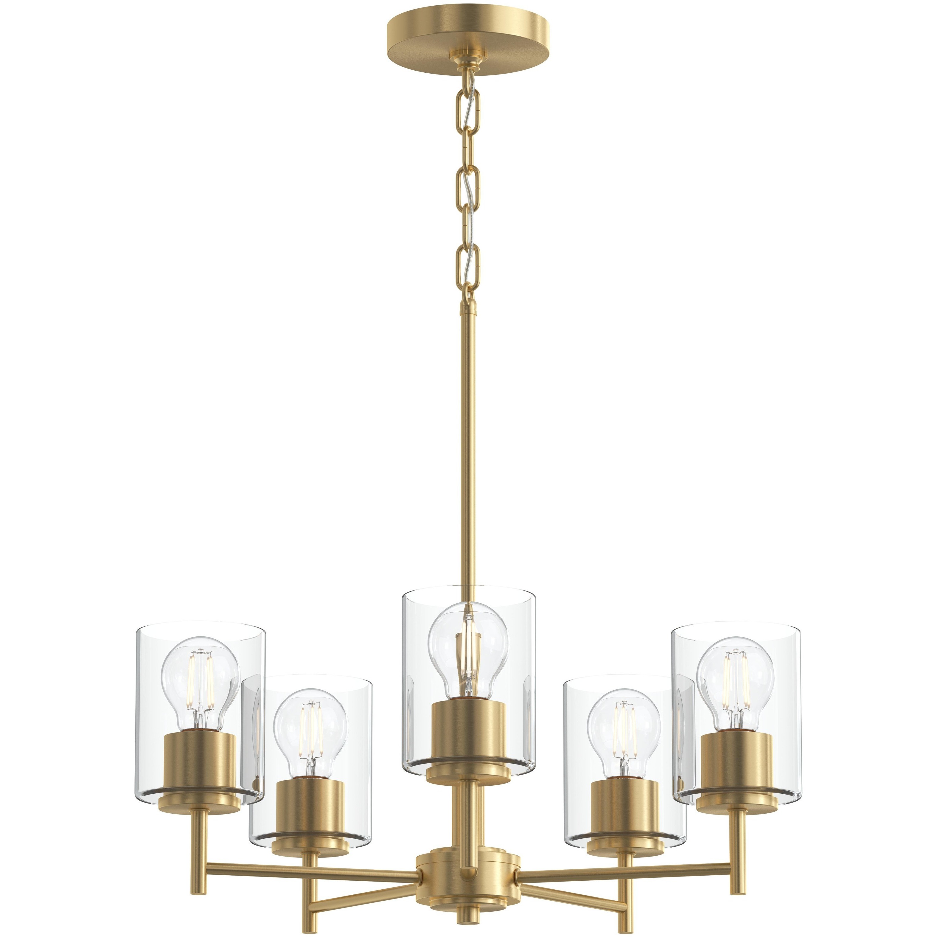 Replay 5 Light 21 inch Brushed Gold Chandelier Ceiling Light