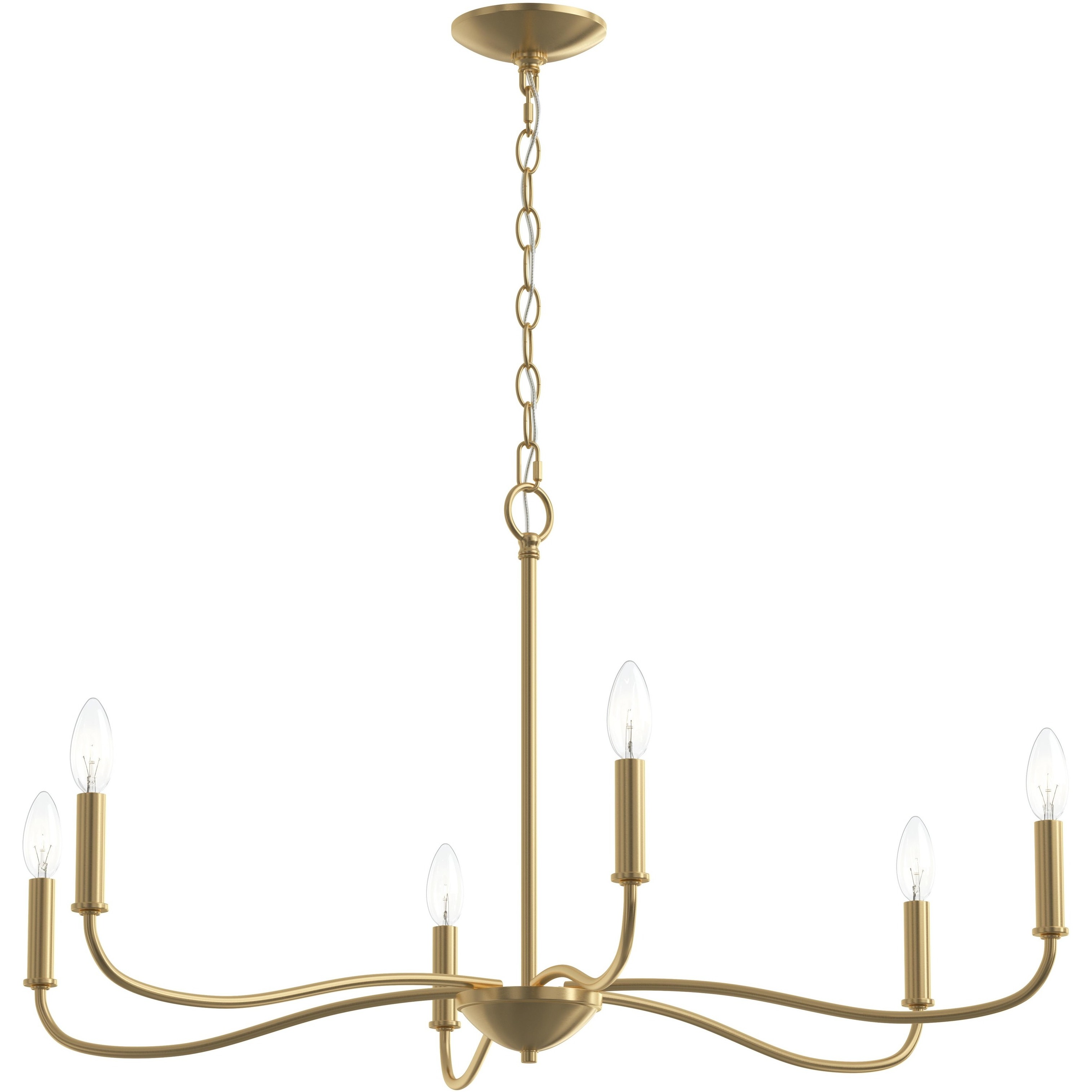 Ilia 6 Light 34 inch Brushed Gold Chandelier Ceiling Light