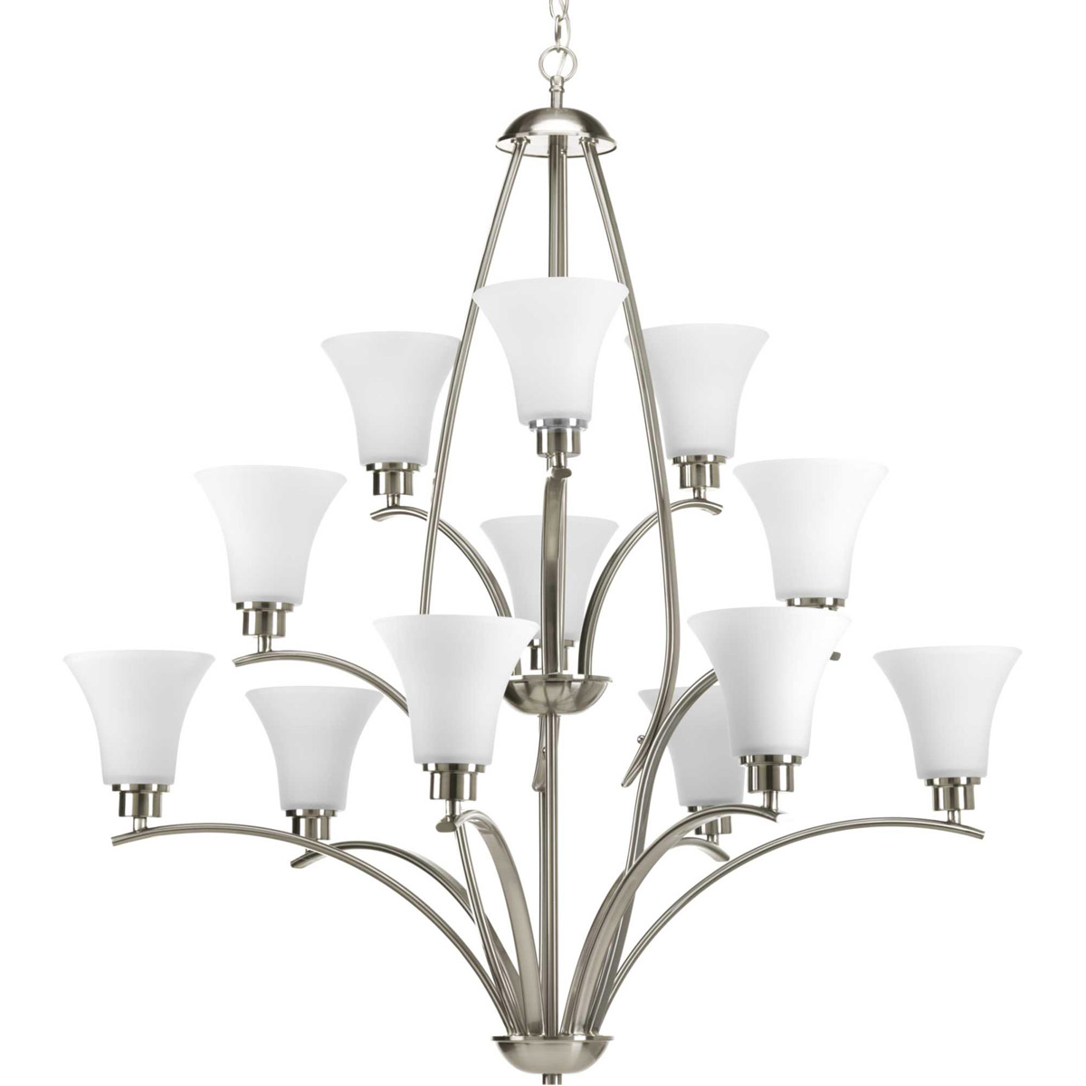 Progress P4497 09 Joy 12 Light 38 inch Brushed Nickel Chandelier Ceiling Light
