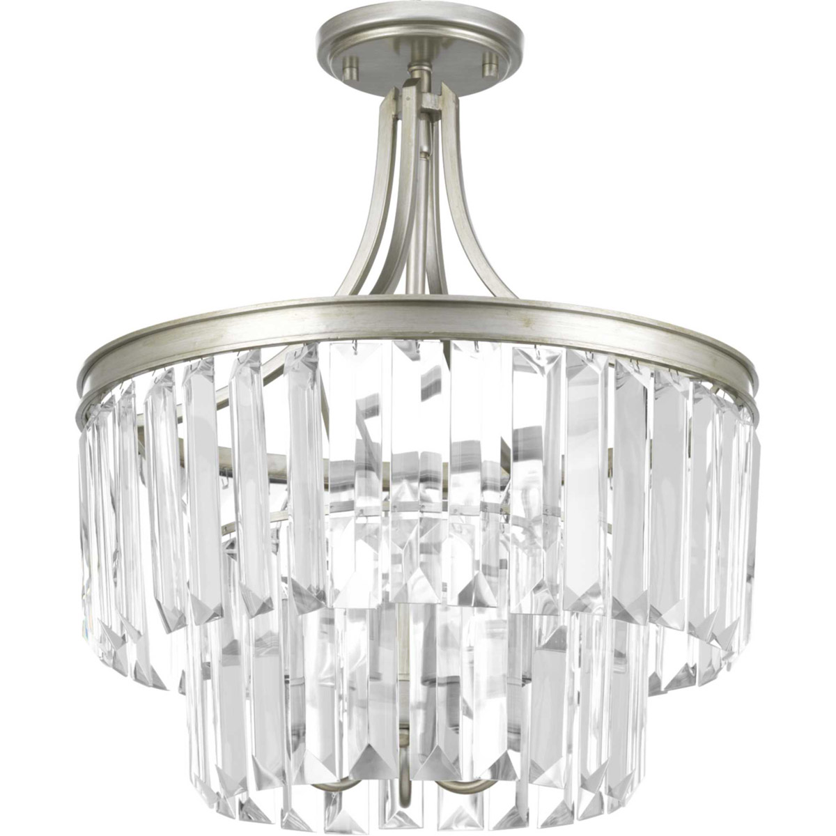 Glimmer 3 Light 16 inch Silver Ridge Semi-Flush Mount Convertible Ceiling Light, Design Series