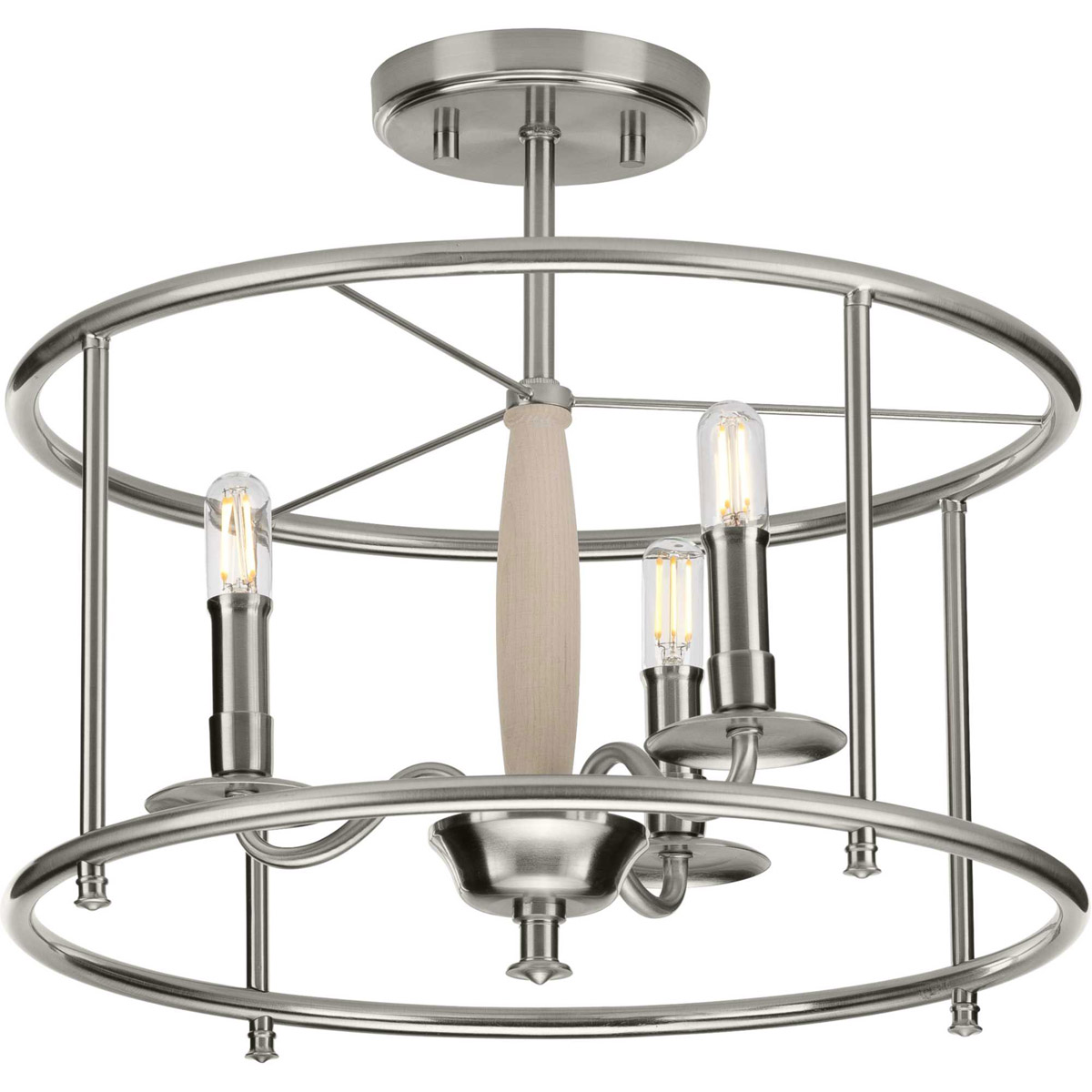 Durrell 3 Light 16 inch Brushed Nickel Semi-Flush Mount Convertible Ceiling Light