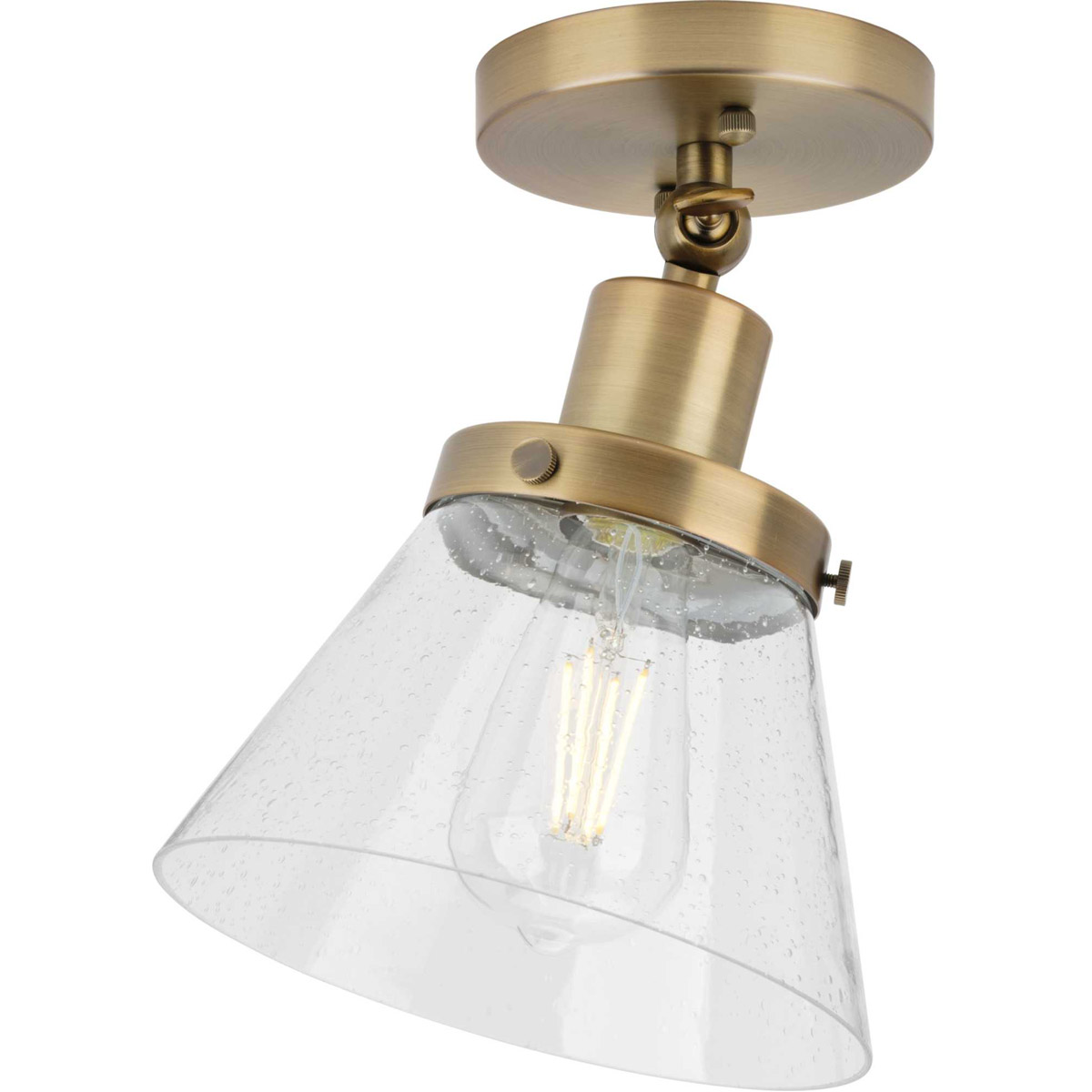 Hinton 1 Light 8 inch Vintage Brass Flush Mount Ceiling Light