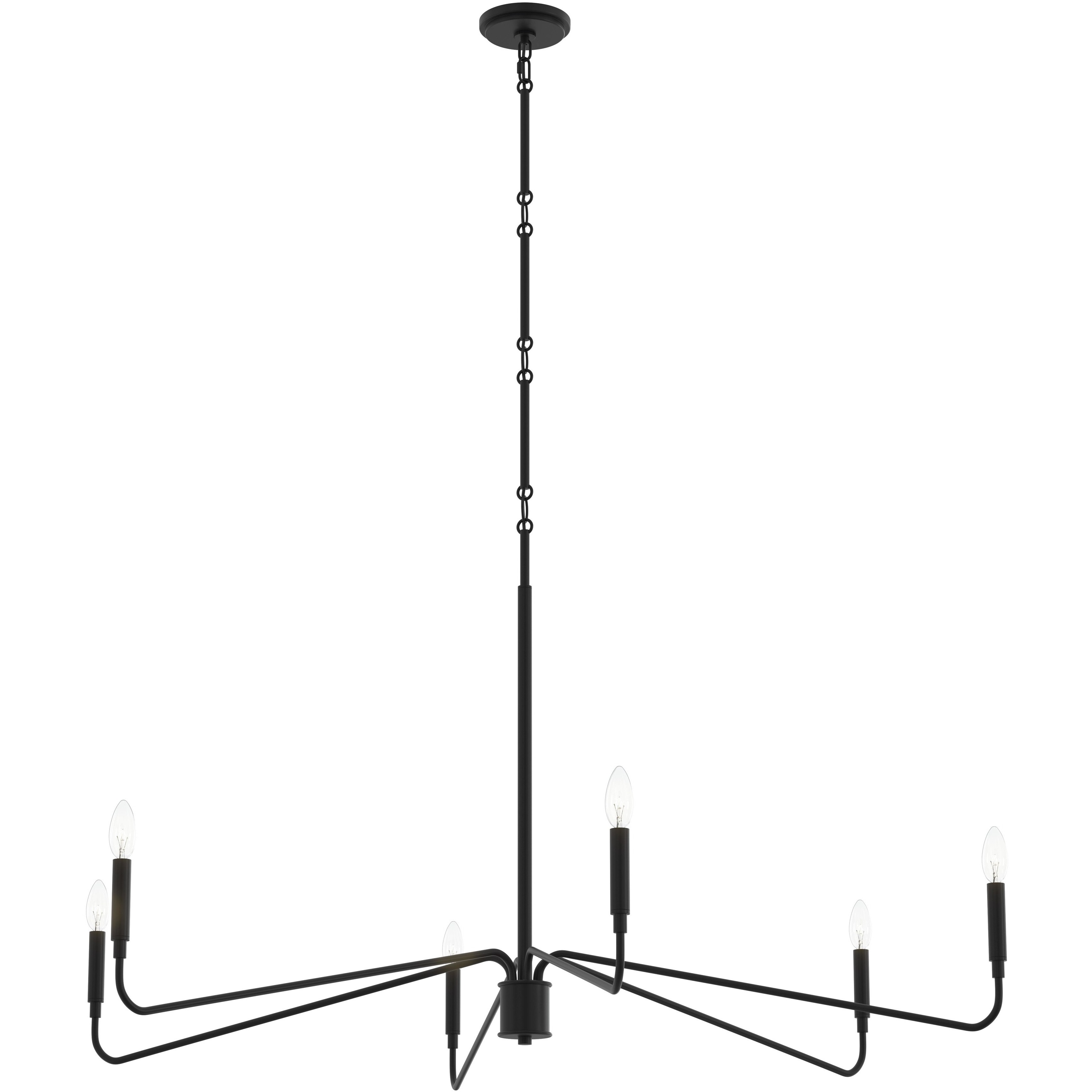 Pilar 6 Light 50 inch Matte Black Chandelier Ceiling Light