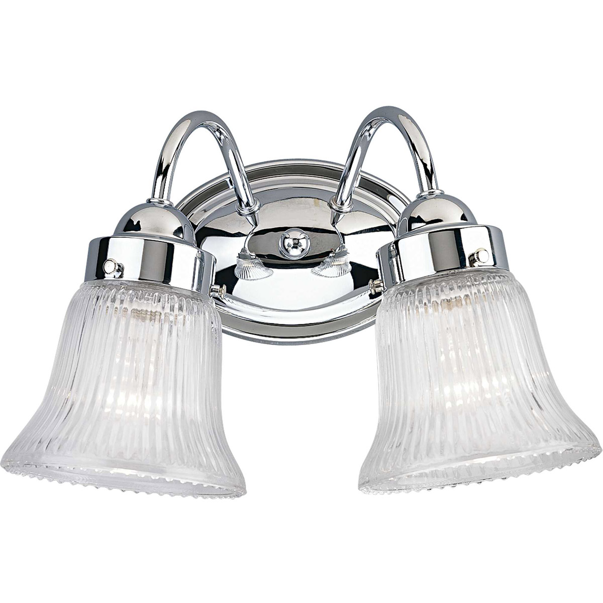 Economy Fluted Glass 2 Light 11.75 inch Polished Chrome Bath Vanity Wall Light in Clear Prismatic