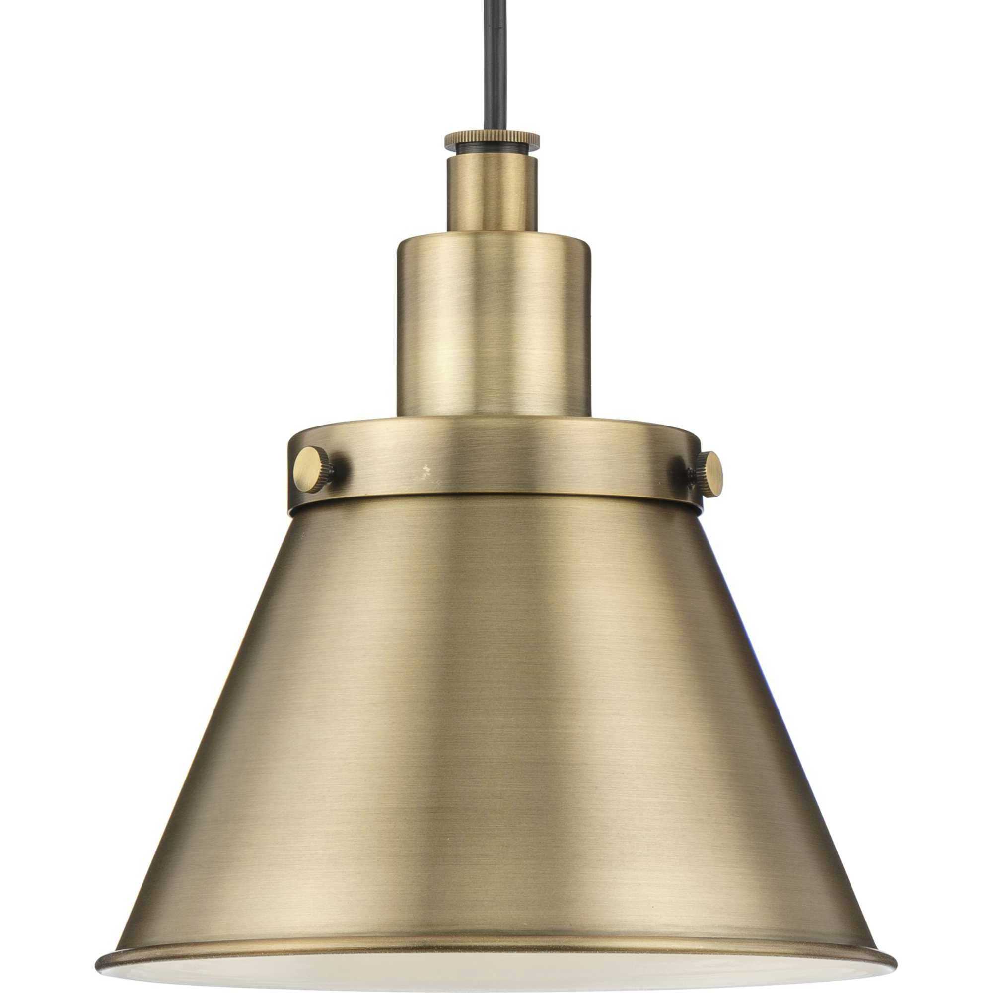 Progress P500383 163 Hinton 1 Light 8.25 inch Vintage Brass Mini Pendant Ceiling Light