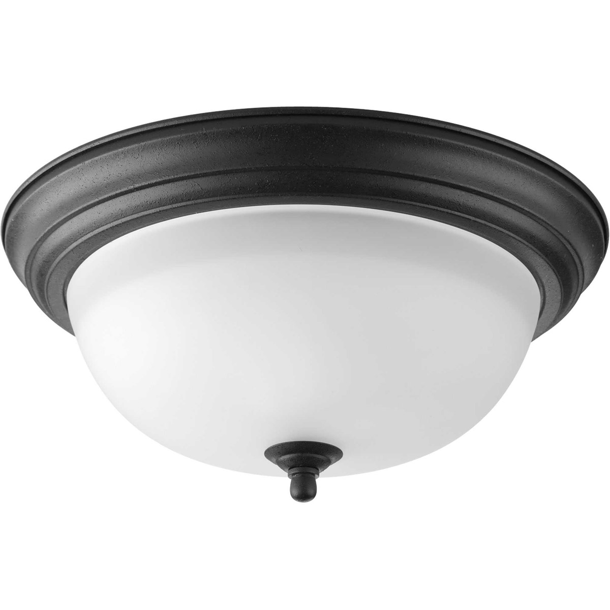 Dome Glass CTC 2 Light 13.25 inch Forged Black Flush Mount Ceiling Light in Alabaster Glass