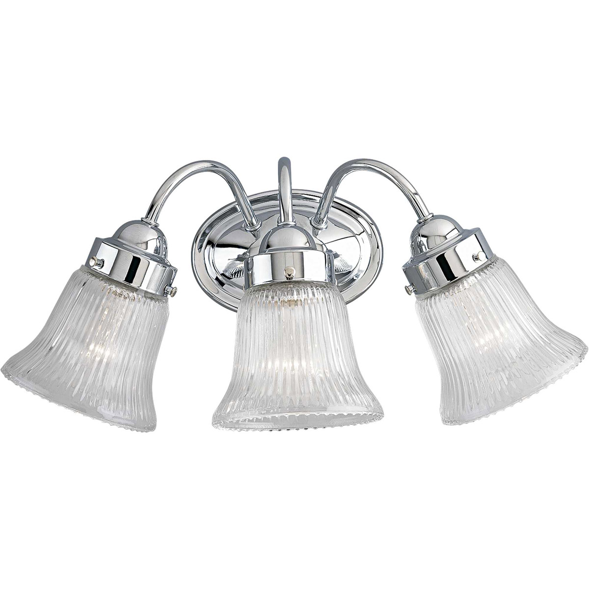Economy Fluted Glass 3 Light 16.13 inch Polished Chrome Bath Vanity Wall Light in Clear Prismatic