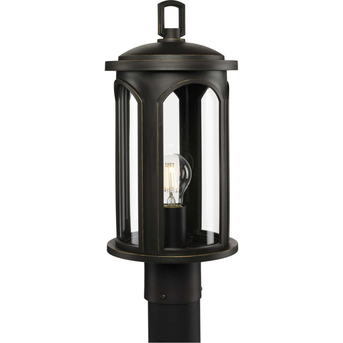 Gables 1 Light 17 inch Antique Bronze Outdoor Post Lantern, Durashield
