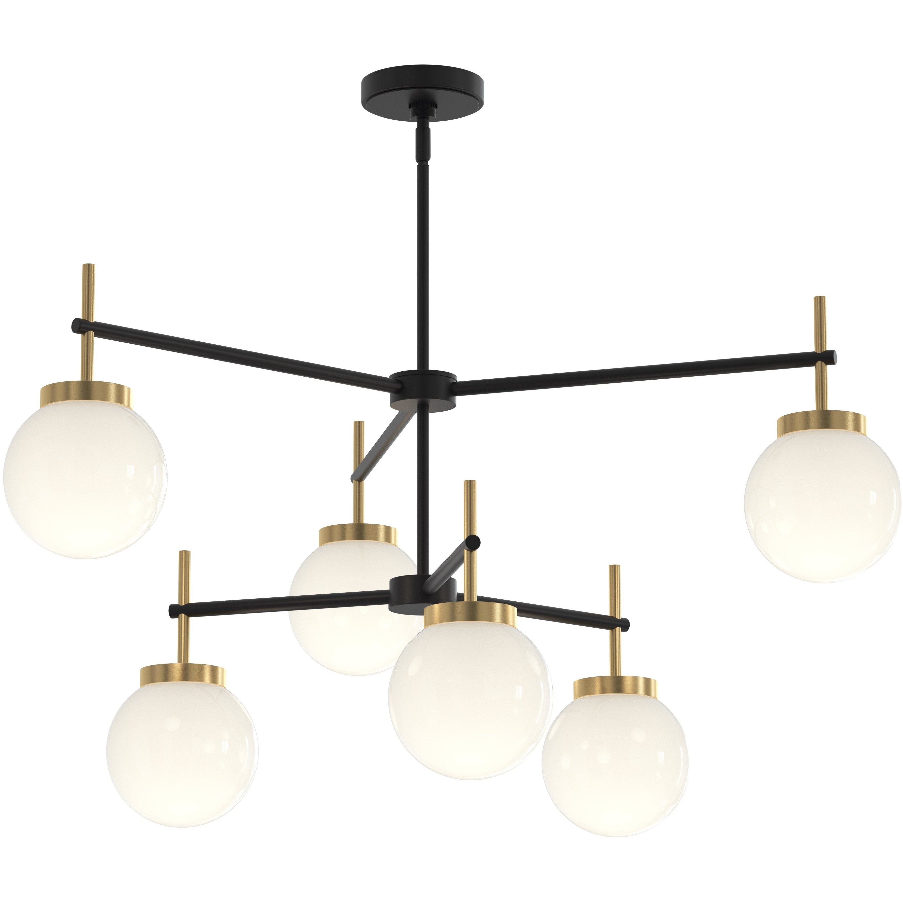 Rigsby 6 Light 40 inch Matte Black and Brushed Gold Chandelier Ceiling Light