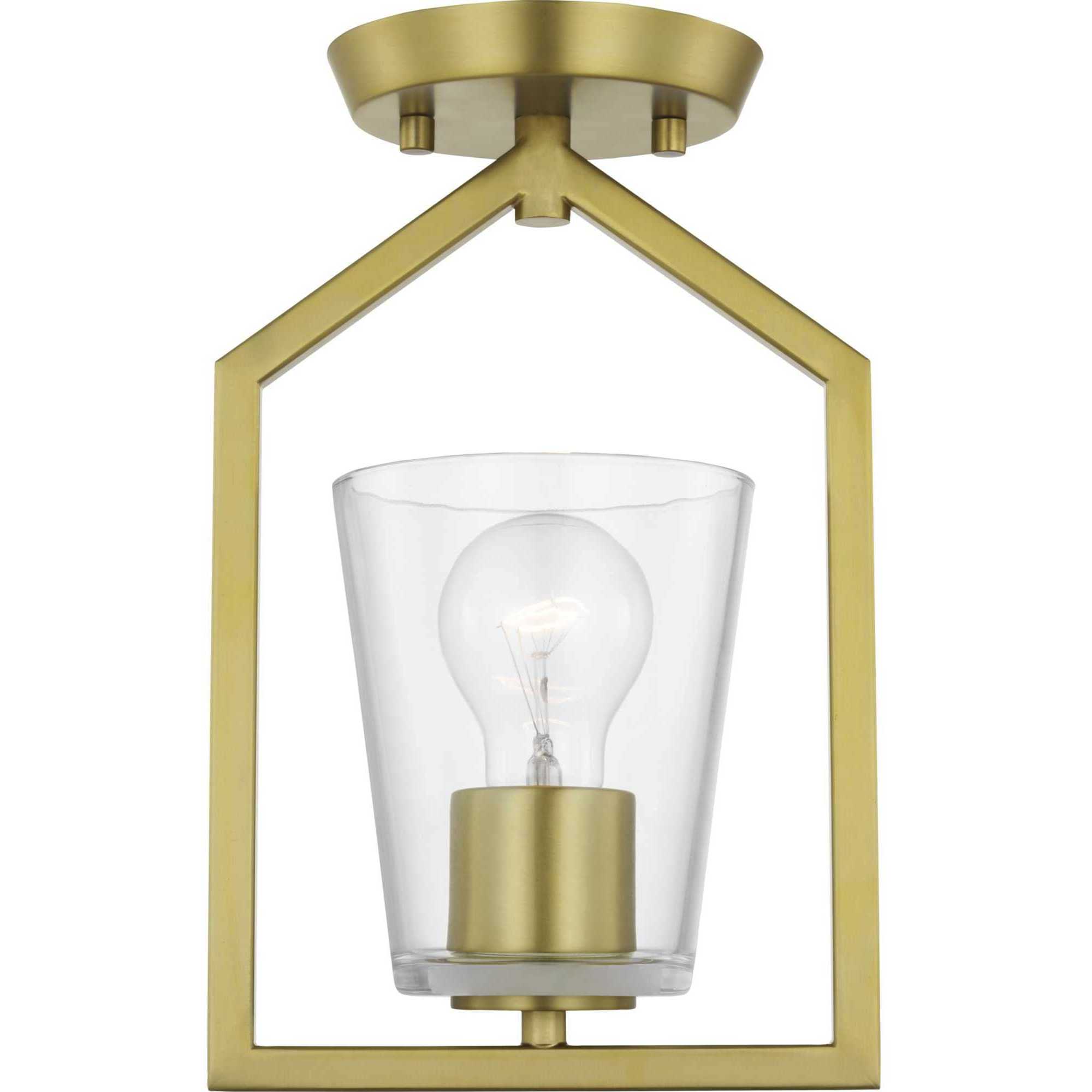 Vertex 1 Light 5 inch Brushed Gold Semi-Flush Mount Ceiling Light