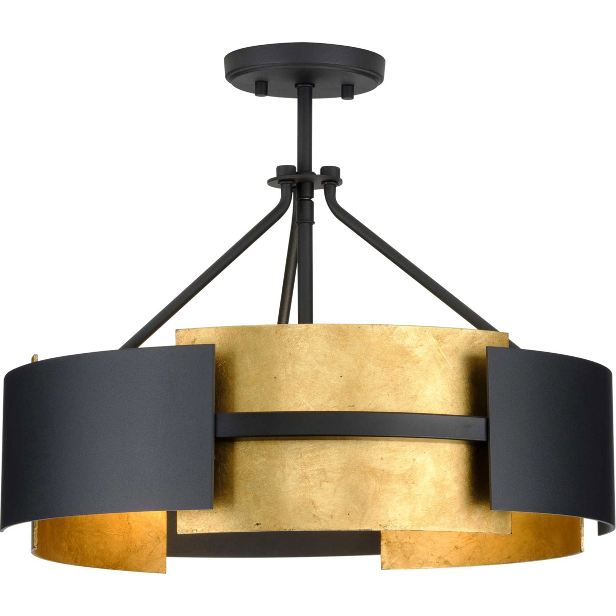 Lowery 3 Light 19 inch Textured Black Semi Flush Mount Convertible Ceiling Light Design Series