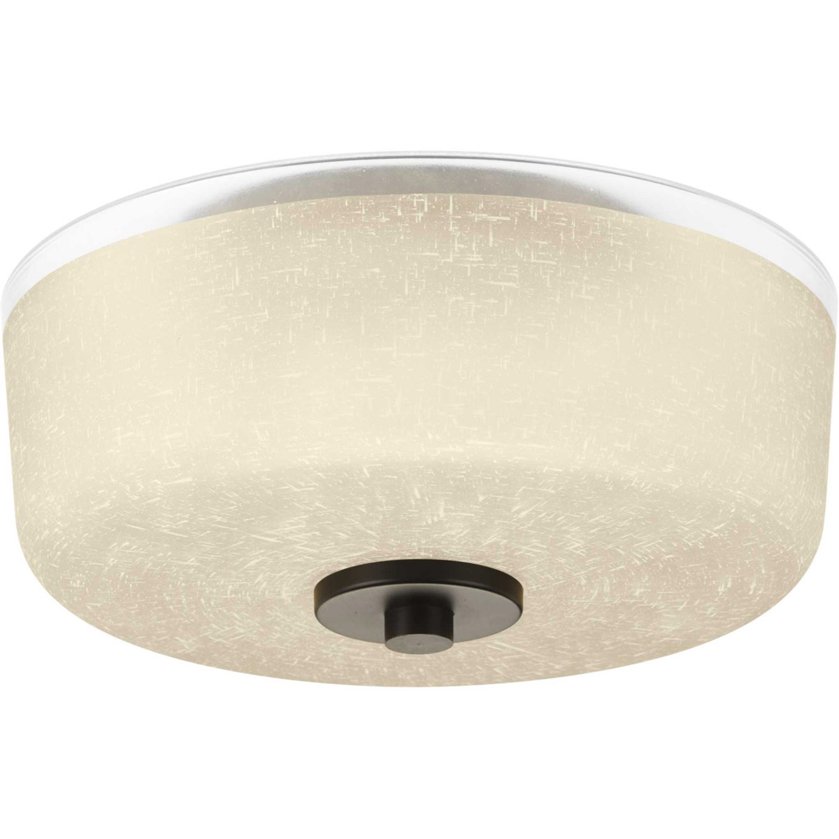 Alexa 2 Light 12 inch Antique Bronze Flush Mount Ceiling Light in Etched Umber Linen with Clear Top