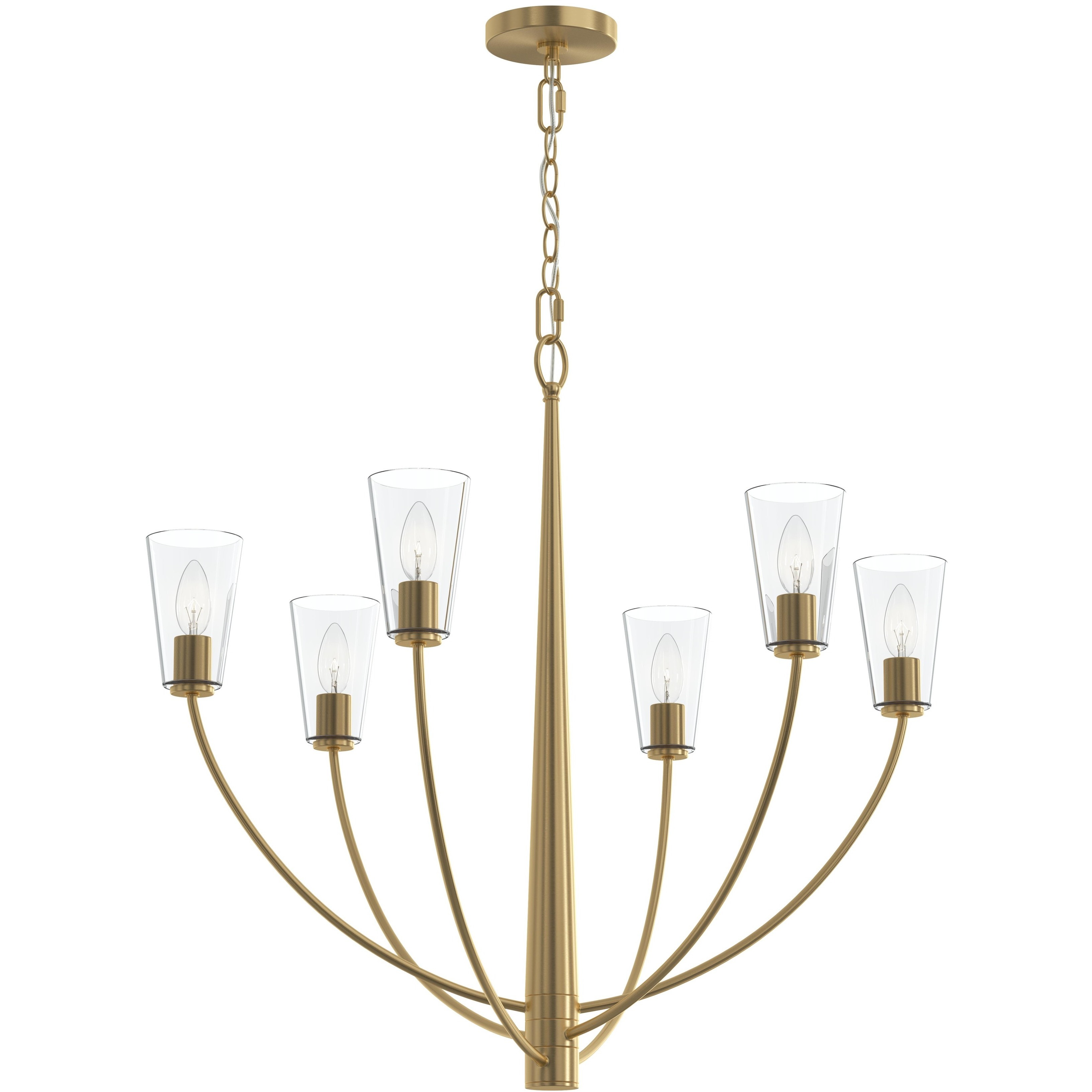 Jheni 6 Light 30 inch Brushed Gold Chandelier Ceiling Light