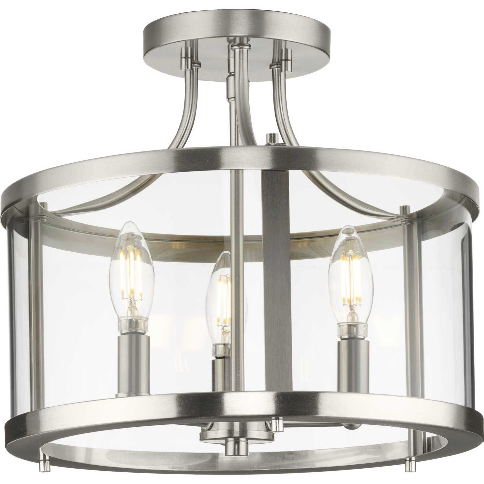Gilliam 3 Light 13 inch Brushed Nickel Semi-Flush Mount Ceiling Light