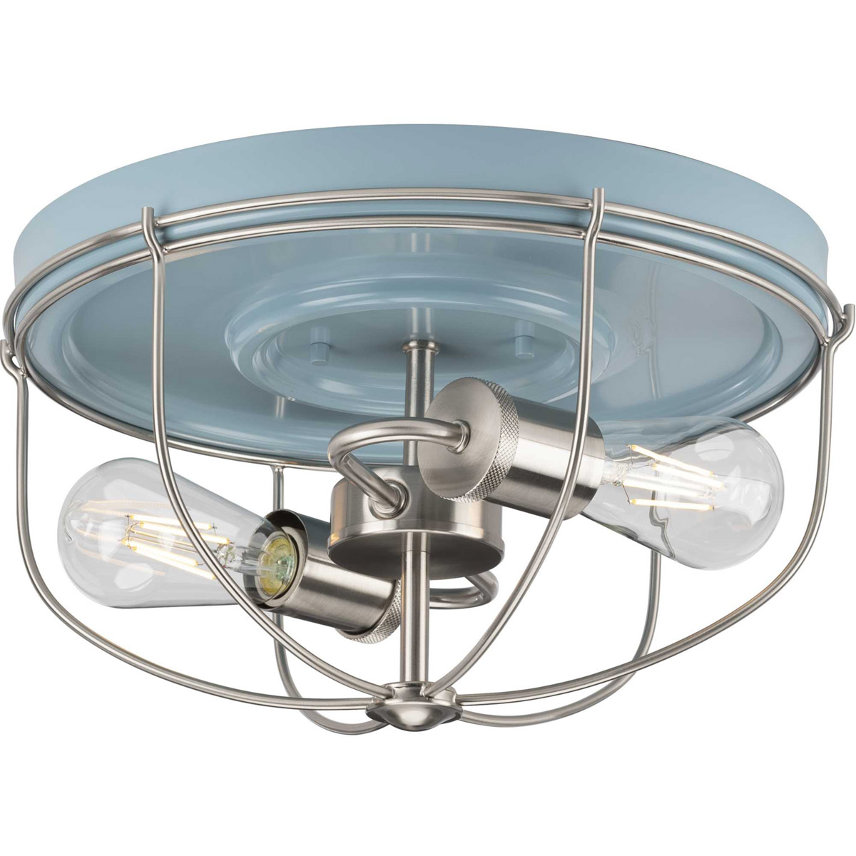 Medal 2 Light 15 inch Coastal Blue Flush Mount Ceiling Light