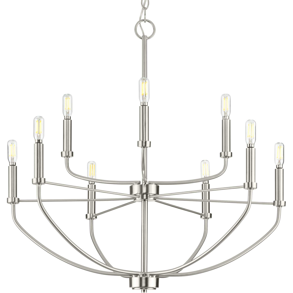 Leyden 9 Light 28 inch Brushed Nickel Chandelier Ceiling Light