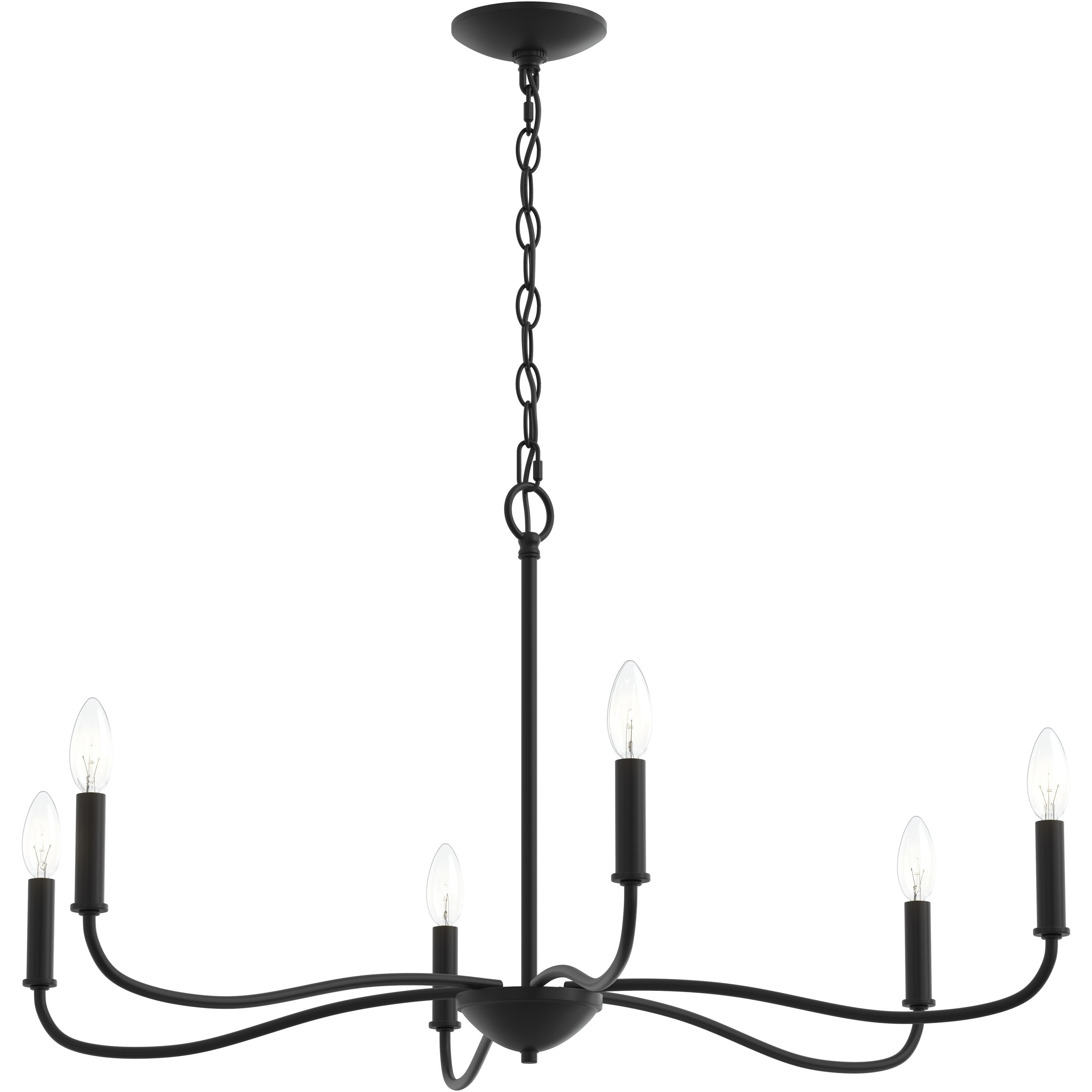 Ilia 6 Light 34 inch Matte Black Chandelier Ceiling Light