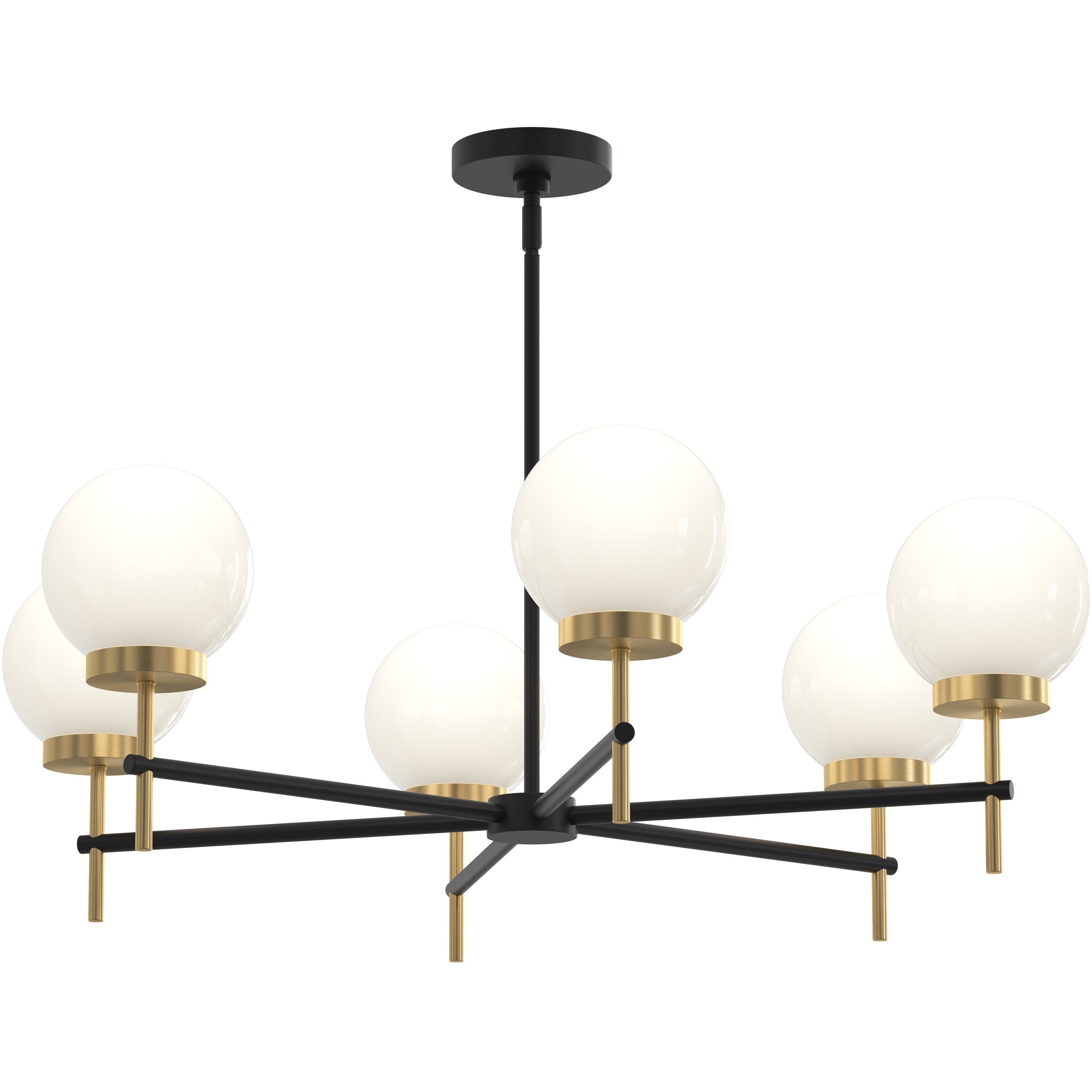 Rigsby 6 Light 36 inch Matte Black and Brushed Gold Chandelier Ceiling Light